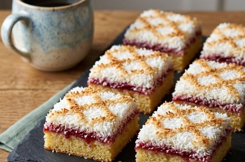 Mary Berry Jam and Coconut Tray Bake Recipe