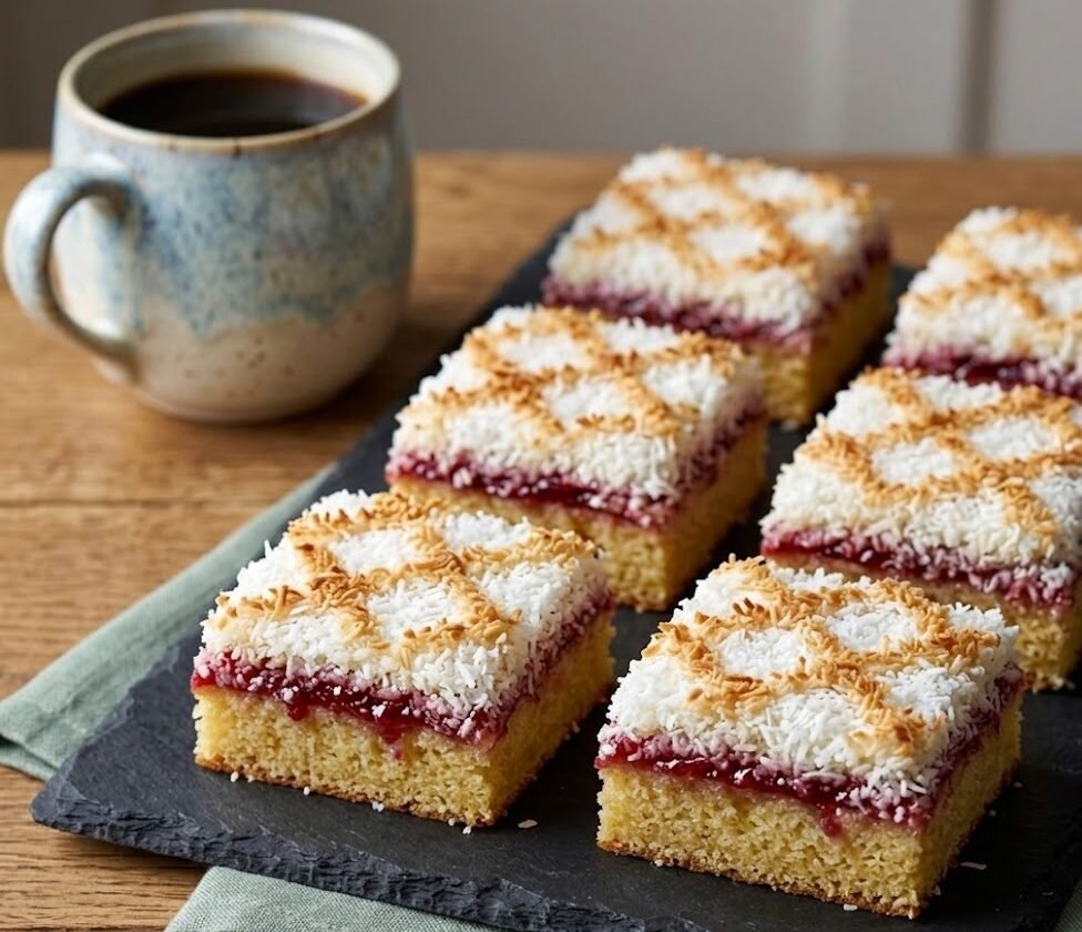 Mary Berry Jam and Coconut Tray Bake Recipe